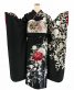 成人式振袖[個性的]黒に紅白の牡丹、銀彩の唐草文様[身長175cmまで]No.1115